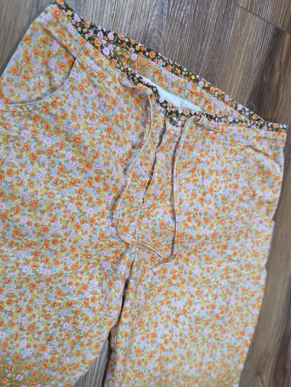 Vintage Boho Hippe Ombre Womens Floral Drawstring Pants